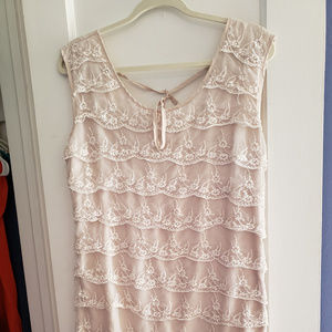 White Lace Ruffle Dress